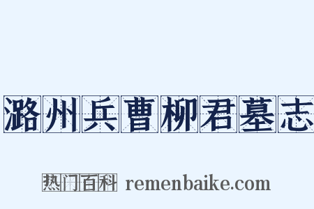 潞州兵曹柳君墓志是什么意思的图片